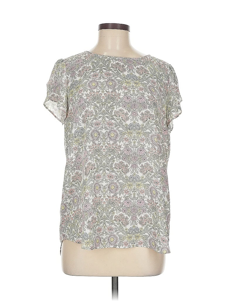 Pre-owned Ann Taylor Loft Short Sleeve Blouse In Silver