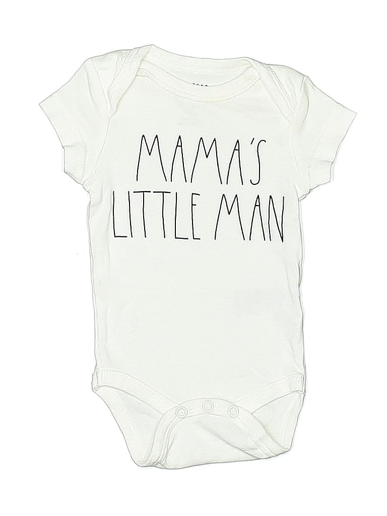 Pre-owned Rae Dunn Babies' Short Sleeve Onesie In White