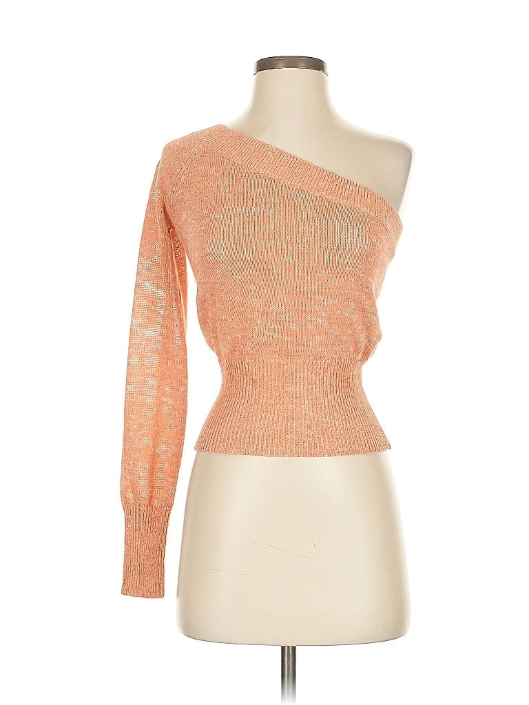 Pre-owned Intermix Long Sleeve Top Orange One Shoulder Neckline Tops