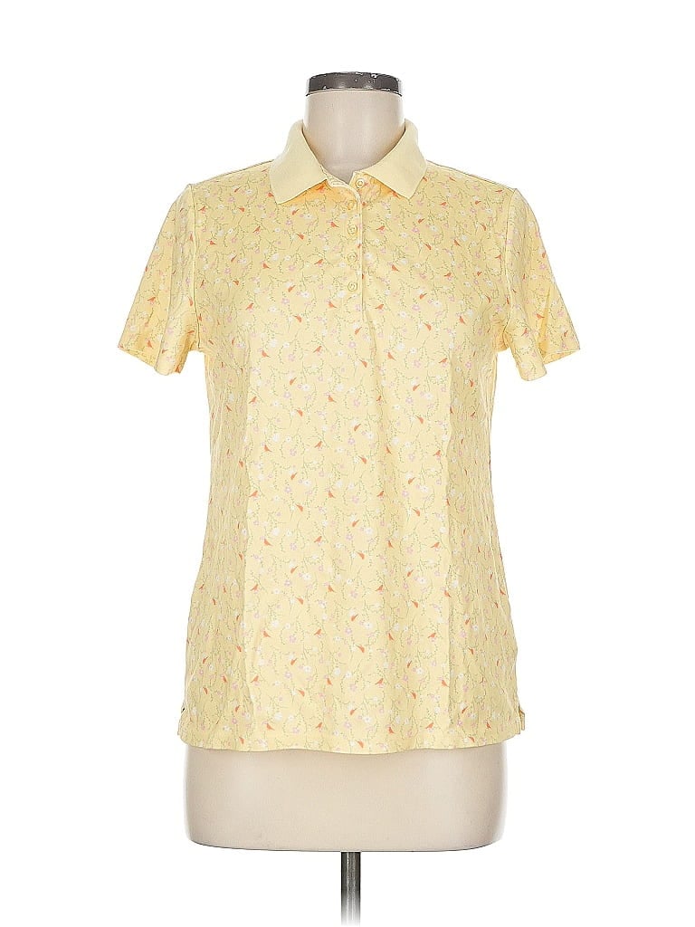 Pre-owned Lands' End Short Sleeve Blouse In Yellow