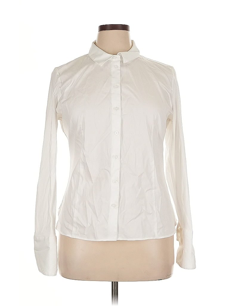 Pre-owned Calvin Klein Long Sleeve Blouse In White