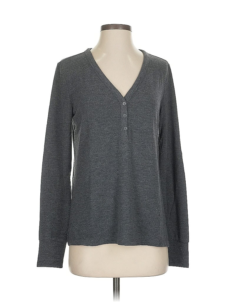 Pre-owned Banana Republic Factory Store Long Sleeve Henley Shirt In Gray