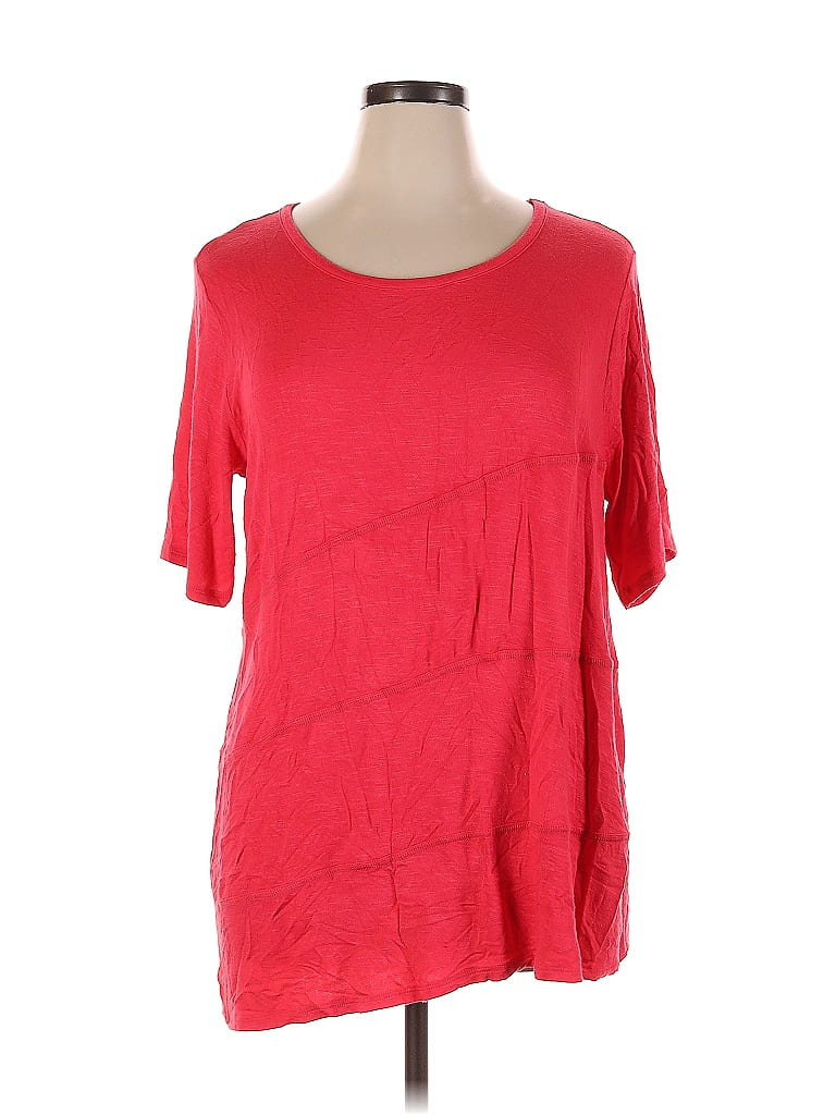 Pre-owned Kim & Cami Short Sleeve Top Red Scoop Neck Tops