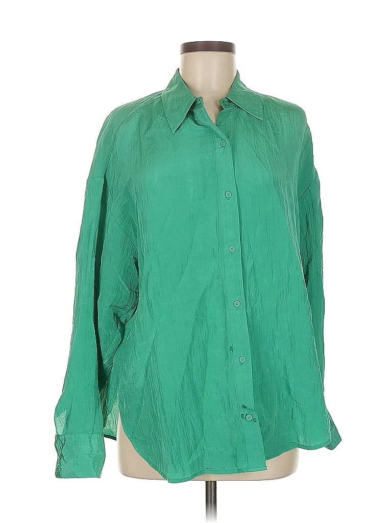 Pre-owned Express Long Sleeve Blouse In Green