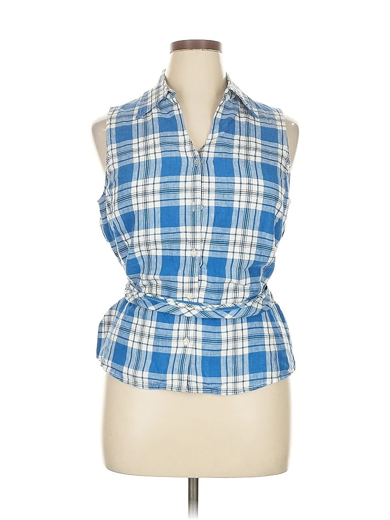 Pre-owned Jones New York Signature Sleeveless Button Down Shirt In Blue