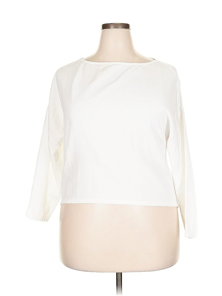 Pre-owned Soft Surroundings 3/4 Sleeve Top Ivory Boatneck Tops In White