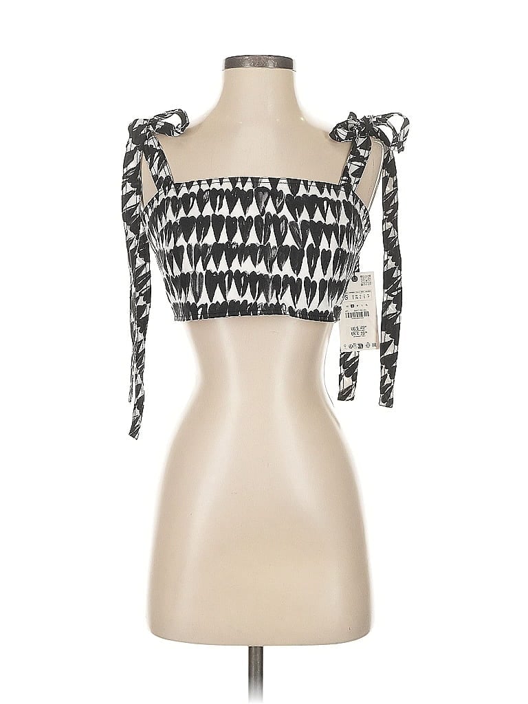 Zara Tube Top Silver Strapless Neckline Tops In Black