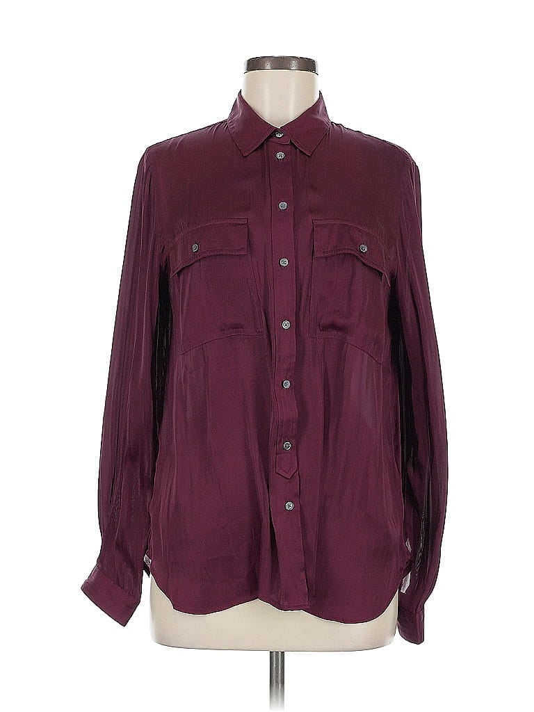 Pre-owned Banana Republic Long Sleeve Blouse In Burgundy