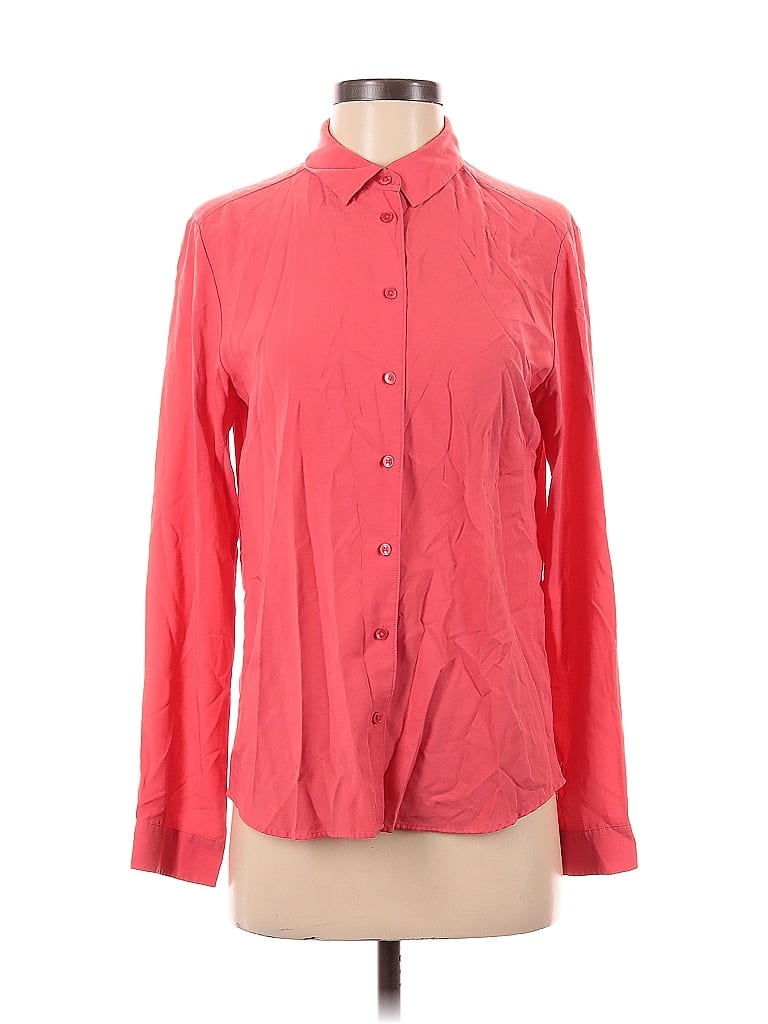 Pre-owned Uniqlo Long Sleeve Blouse In Red