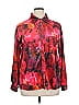 Unbranded 100% Polyester Floral Red Burgundy Long Sleeve Blouse Size XL - photo 1