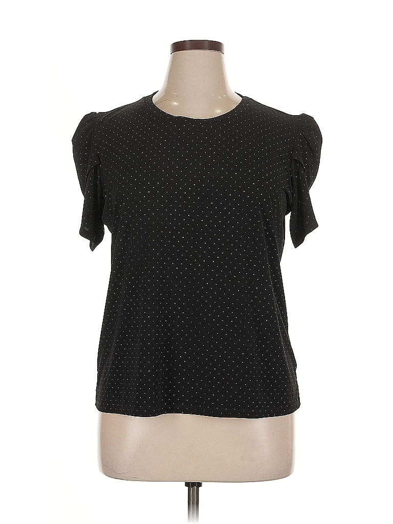 Click to view more detailed imagery on our partner's website Pre-owned Michael Michael Kors Short Sleeve Top Black Keyhole Neckline Tops