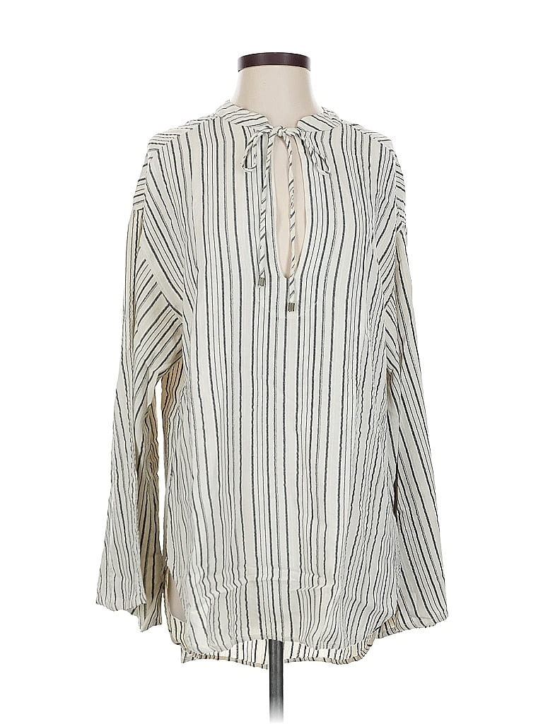 Pre-owned Free People Long Sleeve Blouse In White