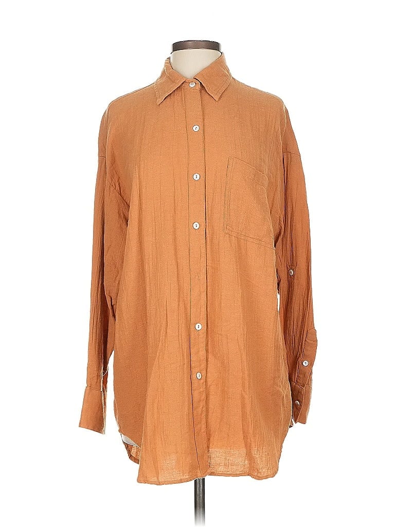 Pre-owned Rip Curl Long Sleeve Button Down Shirt In Brown