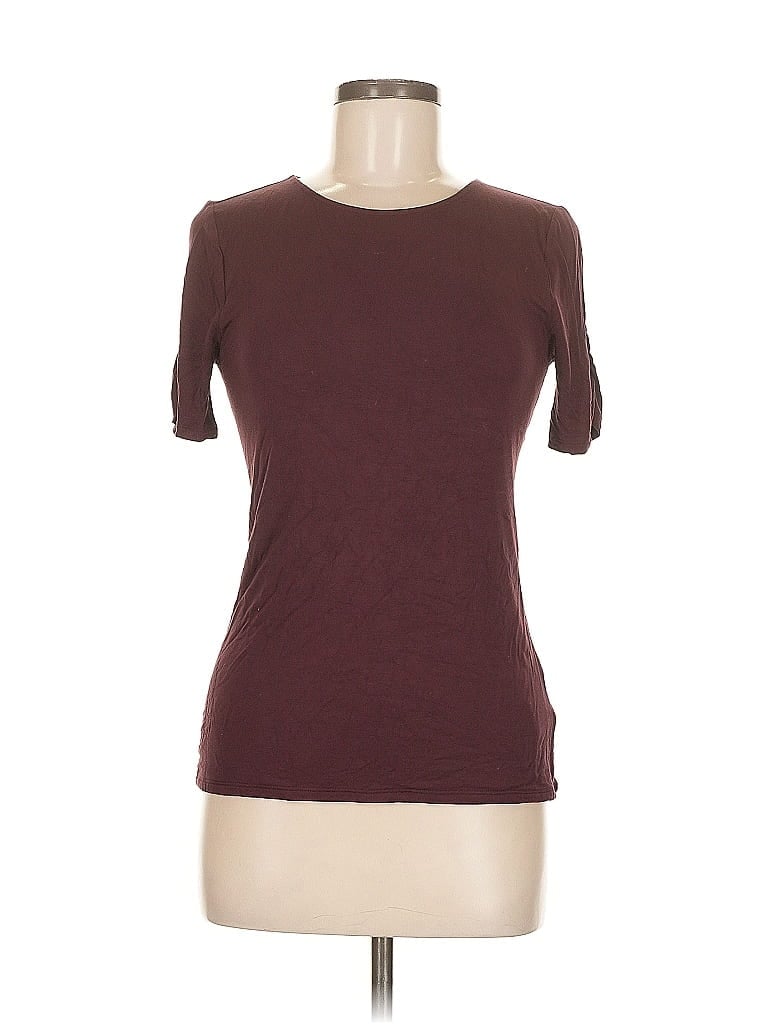 Pre-owned Express Short Sleeve T-shirt In Burgundy