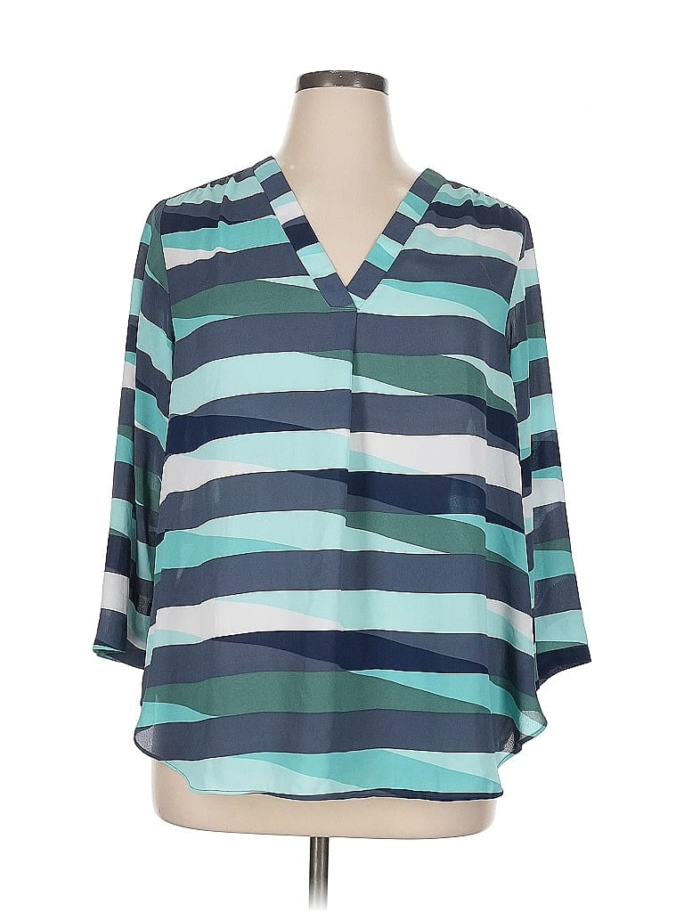 Pre-owned A.n.a. A New Approach 3/4 Sleeve Blouse In Blue