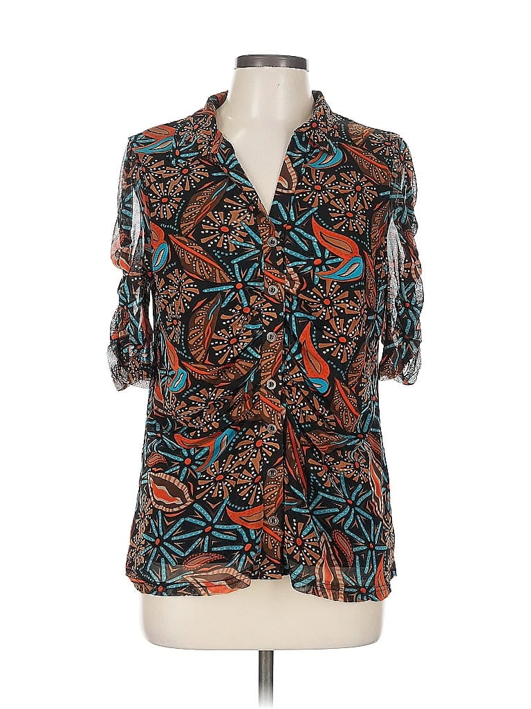 Pre-owned Jane And Delancey 3/4 Sleeve Blouse In Brown