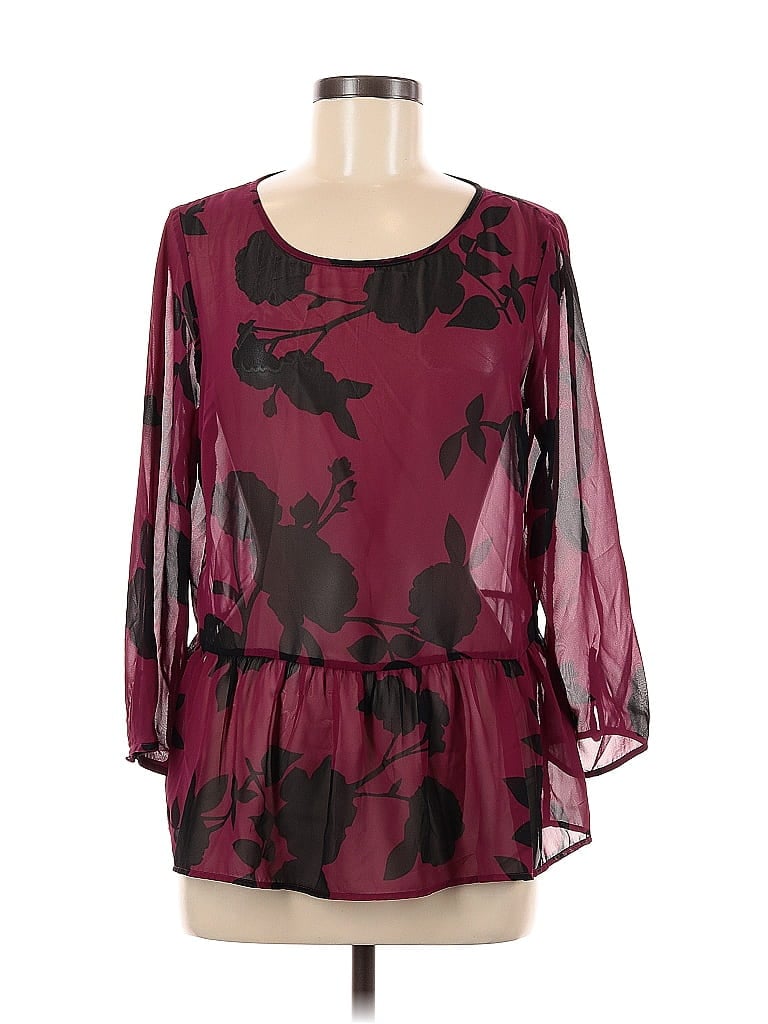 Pre-owned Old Navy 3/4 Sleeve Blouse In Burgundy