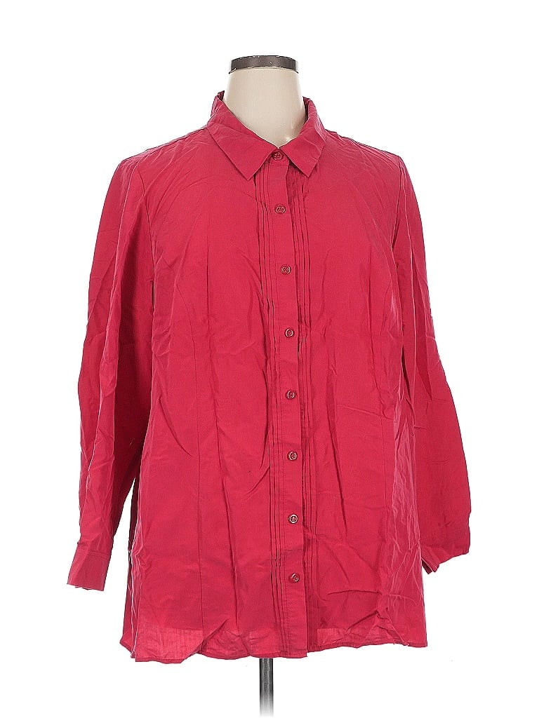 Pre-owned Catherines 3/4 Sleeve Button Down Shirt In Red