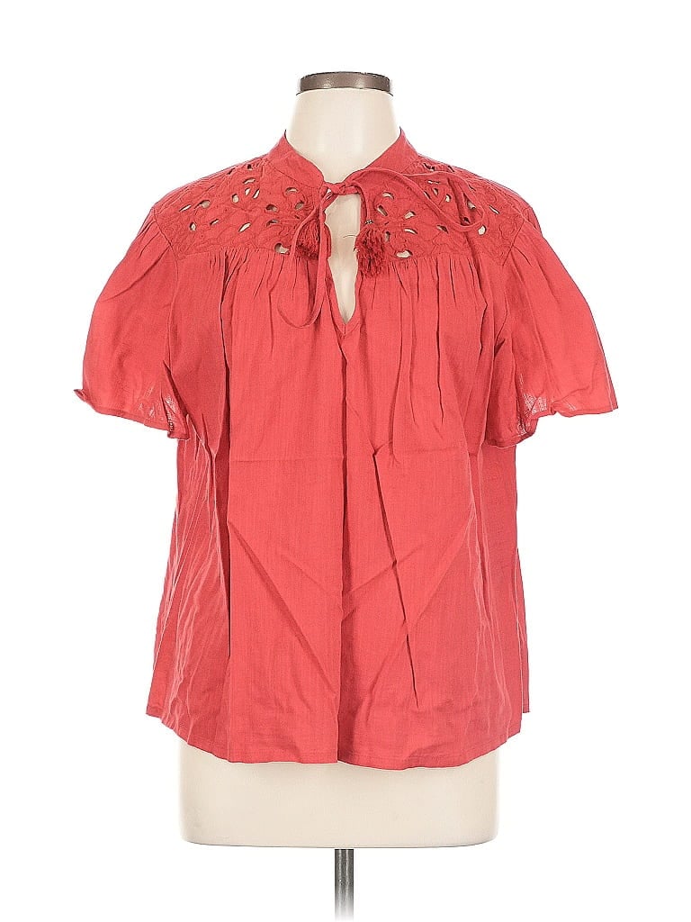 Pre-owned Knox Rose Short Sleeve Blouse In Red