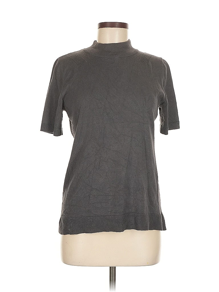 Pre-owned Allison Daley Short Sleeve Turtleneck In Gray