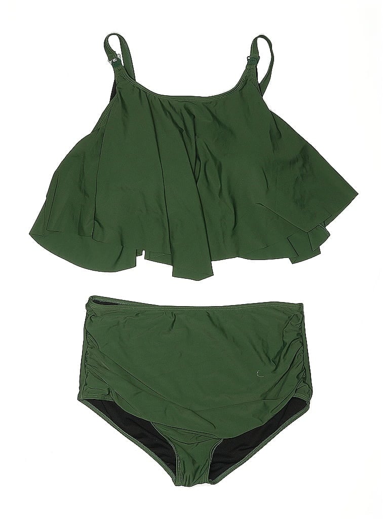 Pre-owned Unbranded Two Piece Swimsuit In Green
