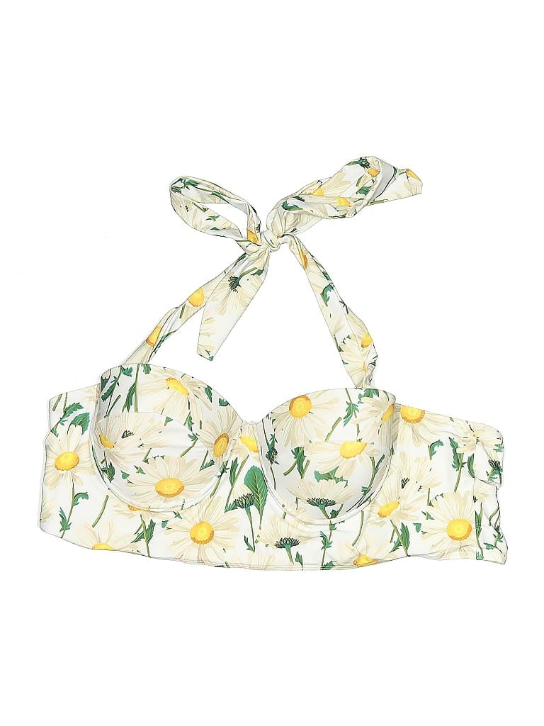 Pre-owned Unbranded Swimsuit Top Yellow Floral Pattern Swimwear