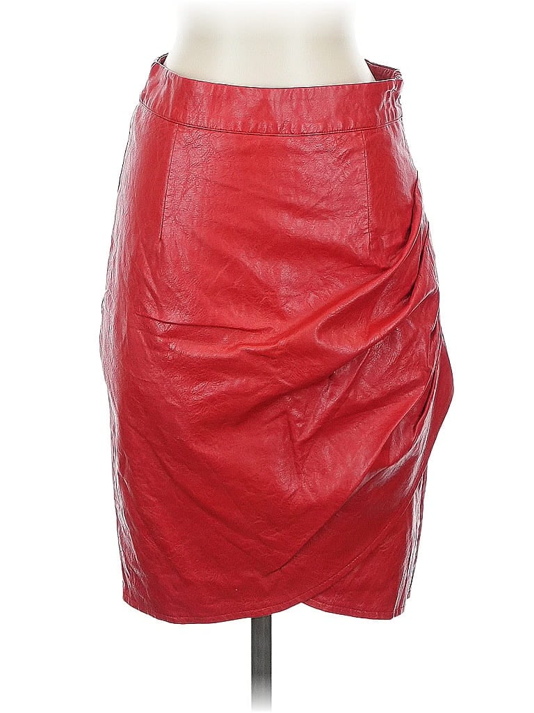 Pre-owned Beulah Style Faux Leather Skirt In Red