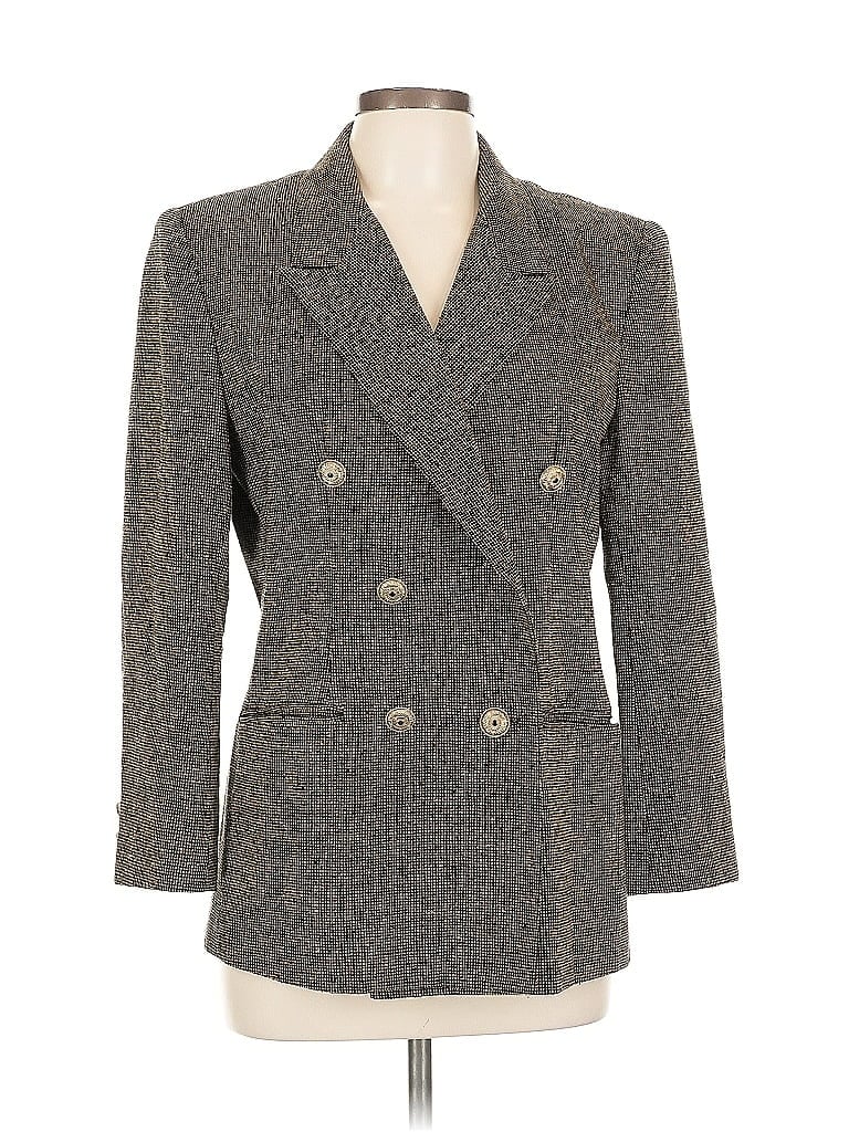 Pre-owned Doncaster Collection Silk Blazer Jacket In Brown