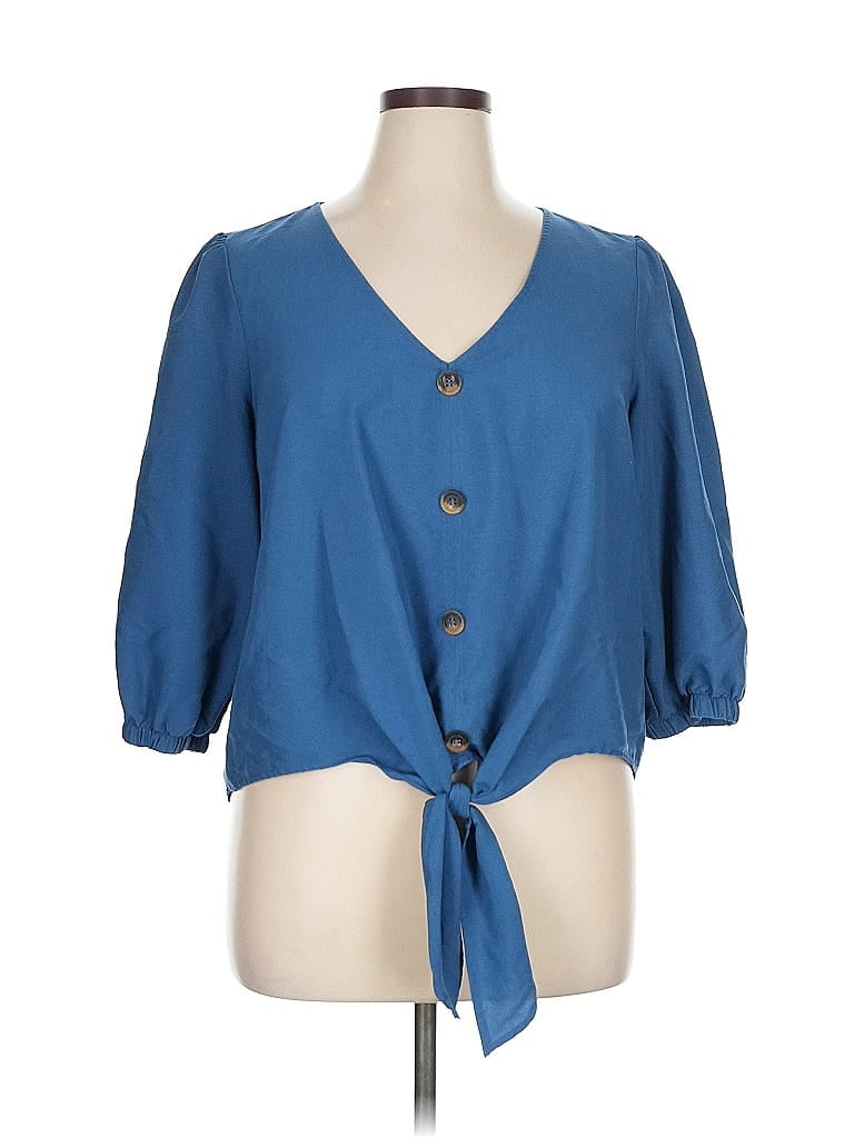Pre-owned Olivia & Martin 3/4 Sleeve Blouse In Blue