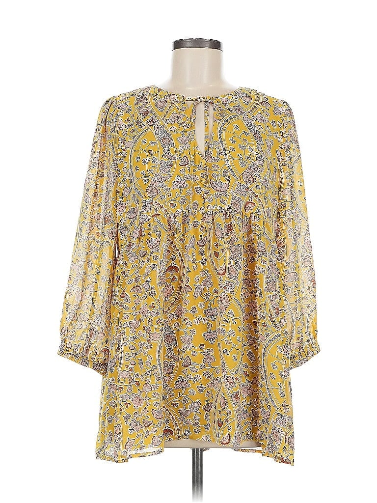 Pre-owned Melloday 3/4 Sleeve Blouse In Yellow