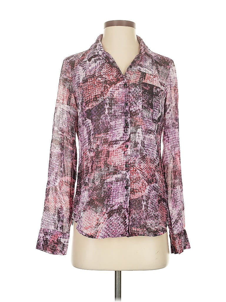 Pre-owned Guess Long Sleeve Blouse In Pink