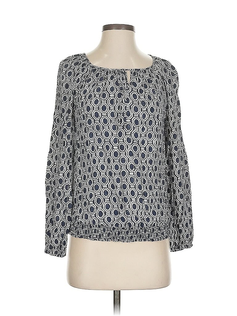 Pre-owned Lucky Brand Long Sleeve Blouse In Blue