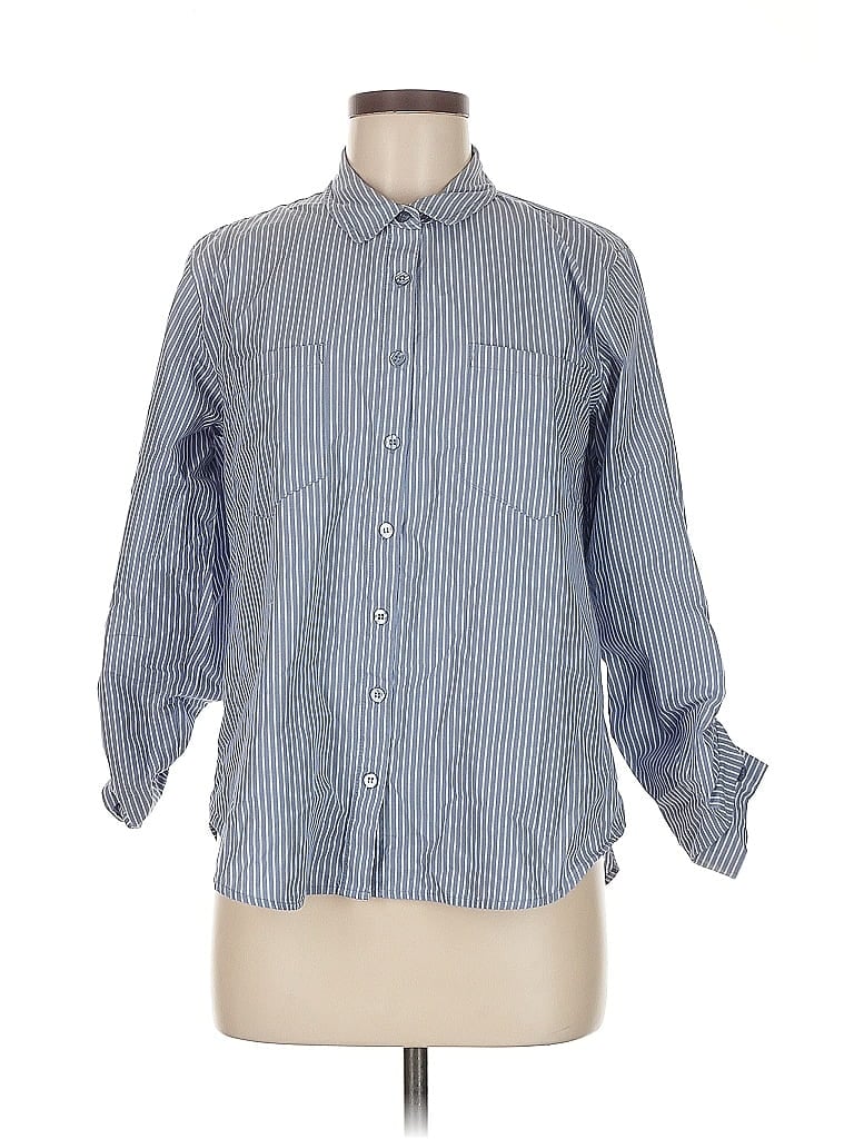 Pre-owned Pink Rose 3/4 Sleeve Button Down Shirt In Blue