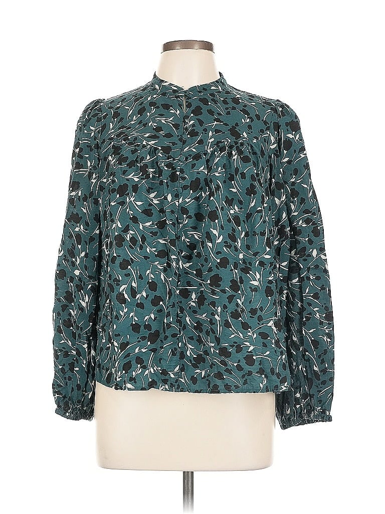 Pre-owned Who What Wear Long Sleeve Blouse In Blue