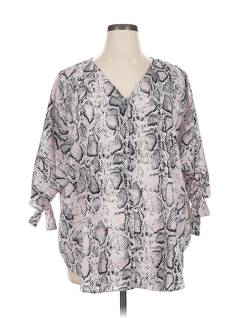 Pre-owned She + Sky 3/4 Sleeve Blouse In Pink