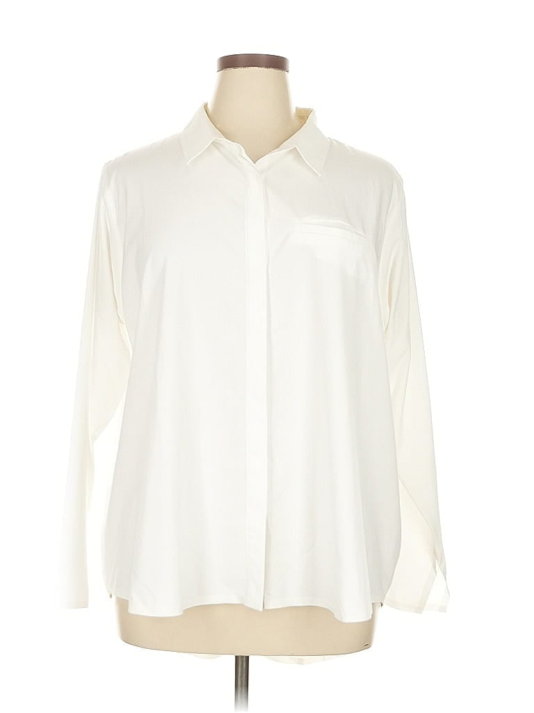 Pre-owned Athleta Long Sleeve Blouse In White
