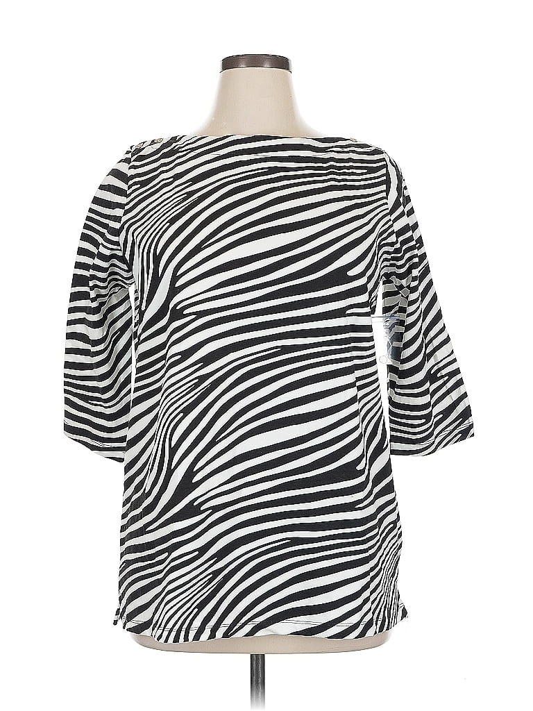 Click to view more detailed imagery on our partner's website Pre-owned Jessica London 3/4 Sleeve Top Black Boatneck Tops