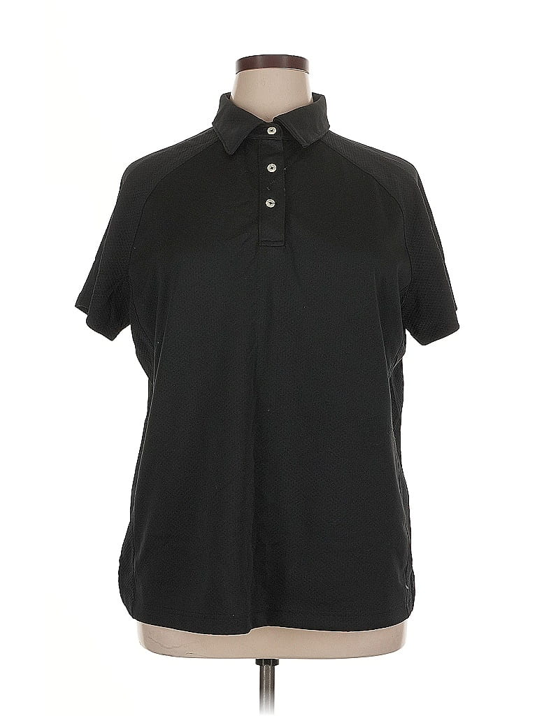 Pre-owned Lands' End Short Sleeve Polo Shirt In Black