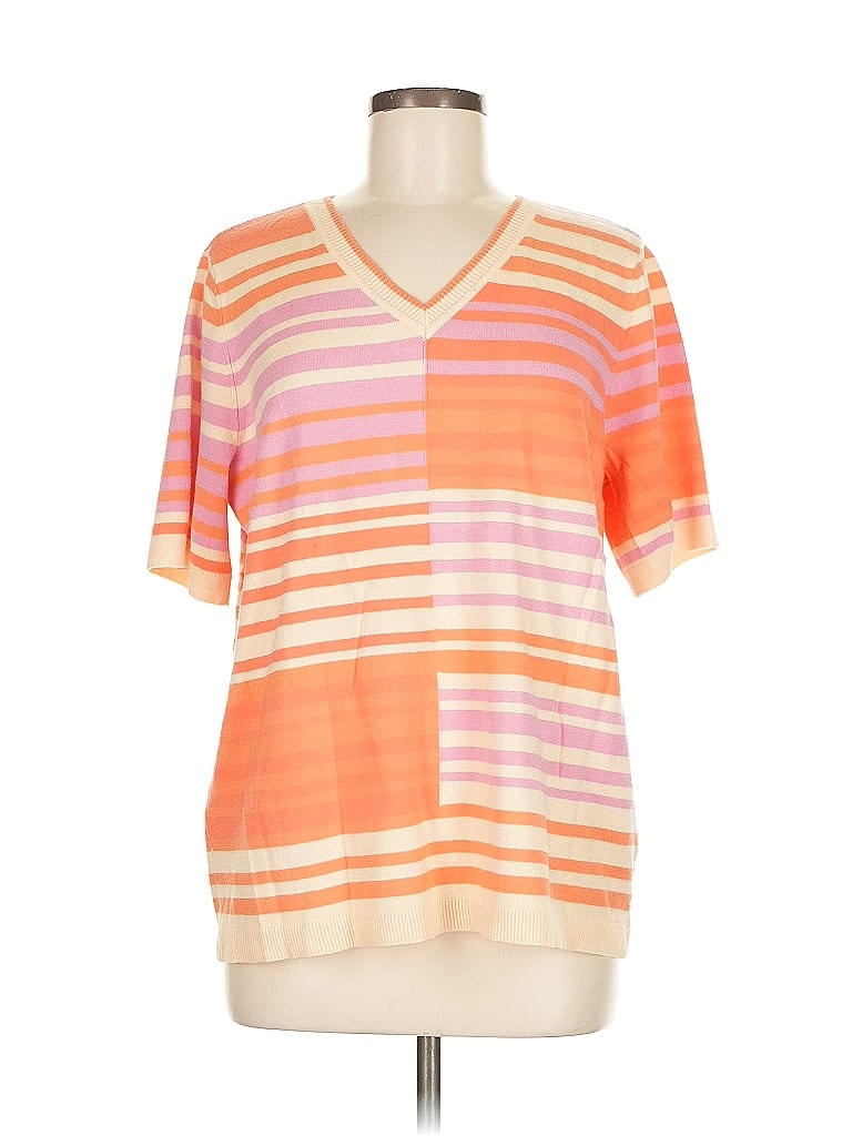 Pre-owned Sport Savvy Short Sleeve Blouse In Orange