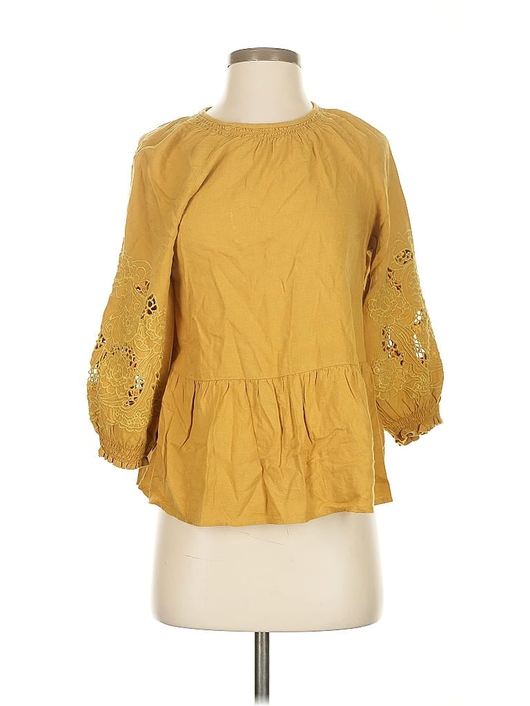 Click to view more detailed imagery on our partner's website Pre-owned Madewell 3/4 Sleeve Blouse In Gold
