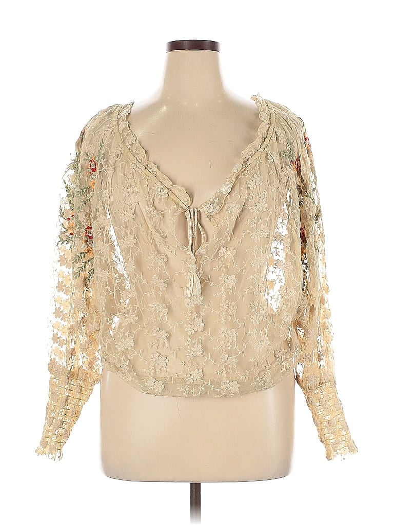 Pre-owned Free People Long Sleeve Blouse In White