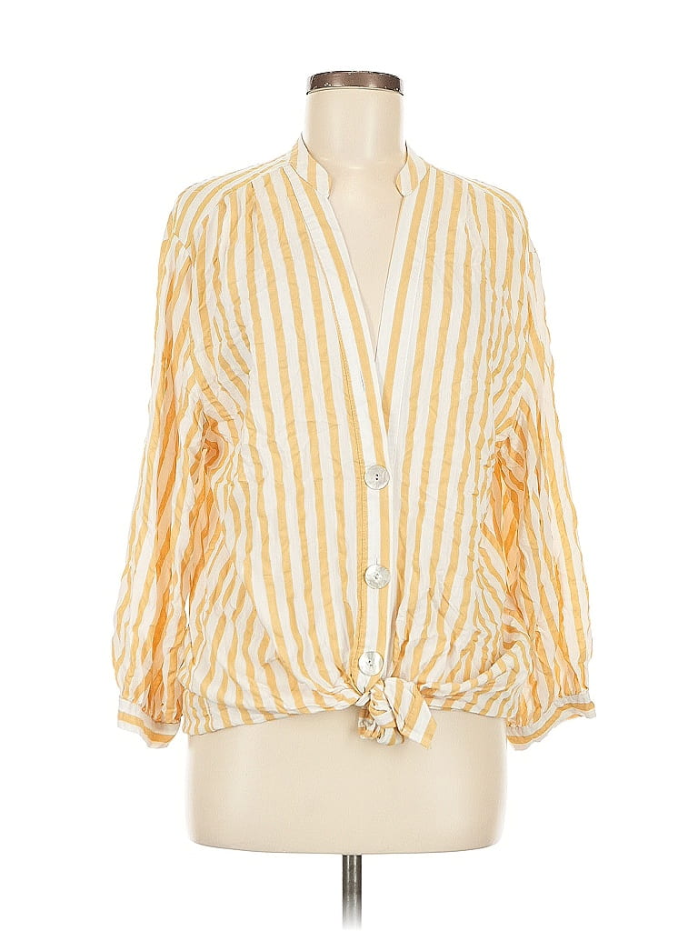 Pre-owned Zara Trf 3/4 Sleeve Blouse In Yellow