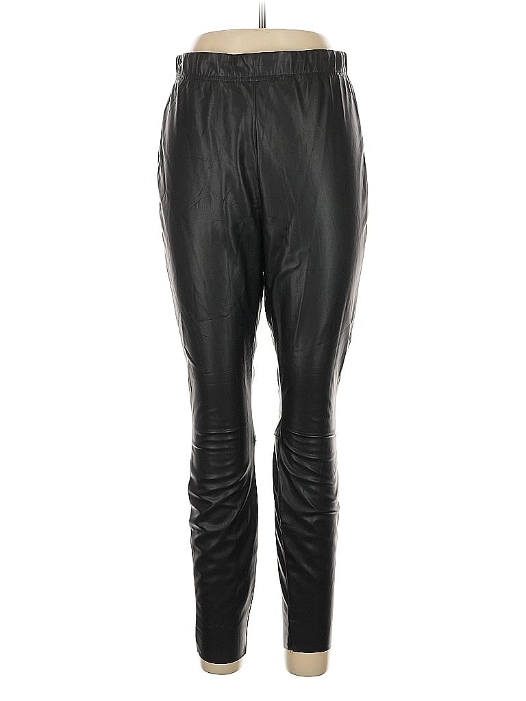 Pre-owned H&m Faux Leather Pants In Black