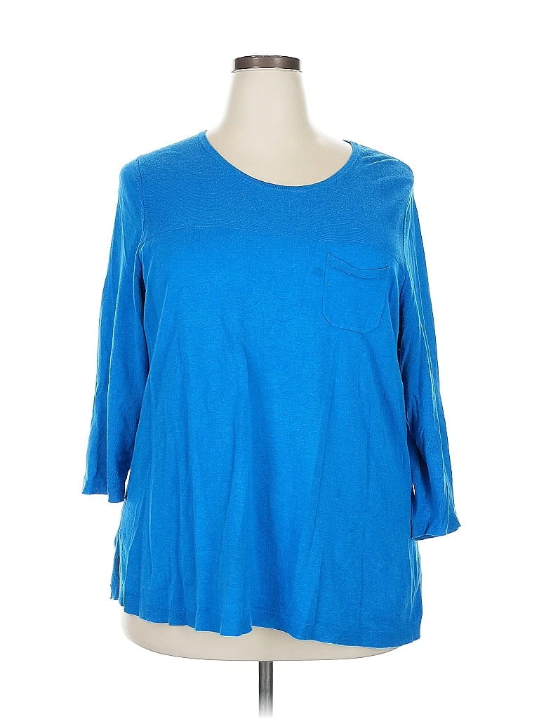 Pre-owned Talbots Outlet 3/4 Sleeve T-shirt In Blue