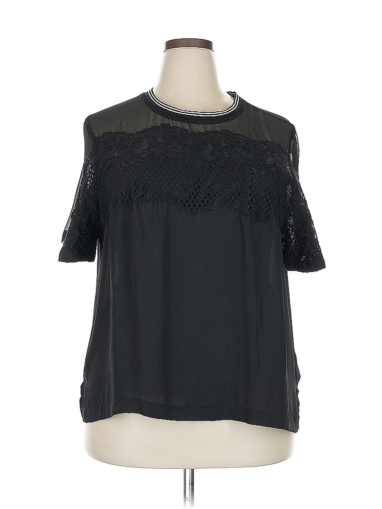 Pre-owned Lane Bryant Short Sleeve Blouse In Black