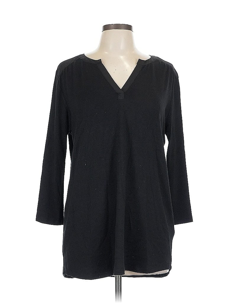 Pre-owned 41hawthorn 3/4 Sleeve Top Black V Neck Tops