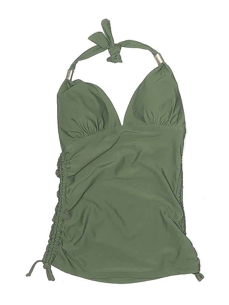 Pre-owned Unbranded Swimsuit Top Green Solid Pattern Swimwear