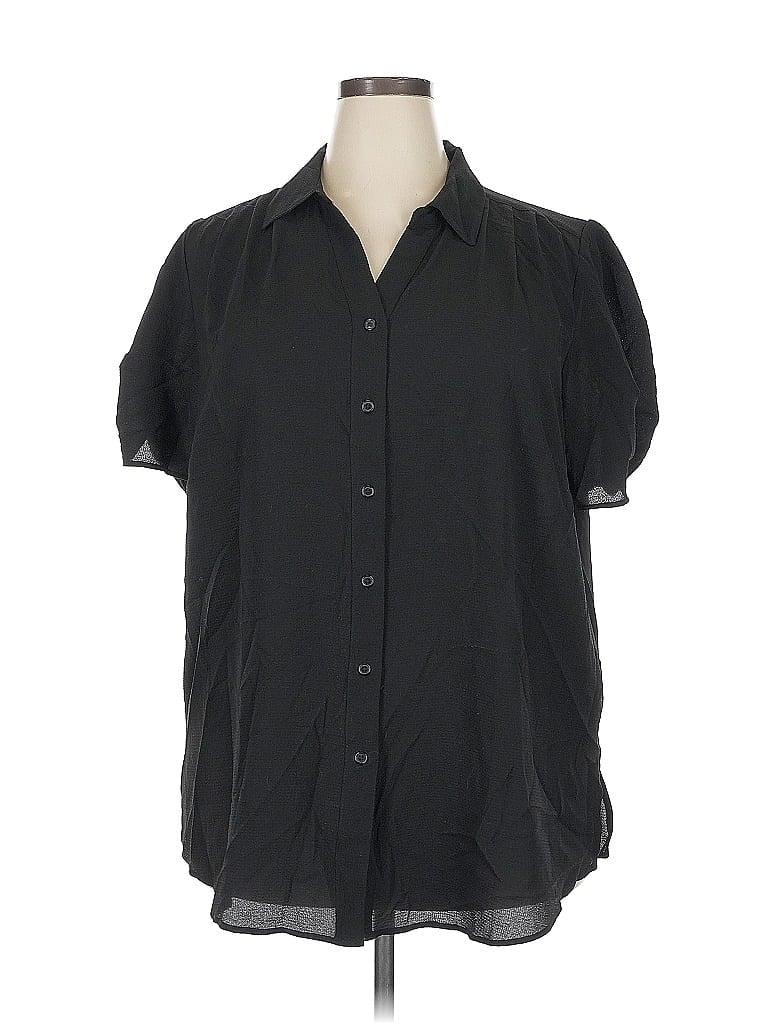 Pre-owned Adrianna Papell Short Sleeve Blouse In Black