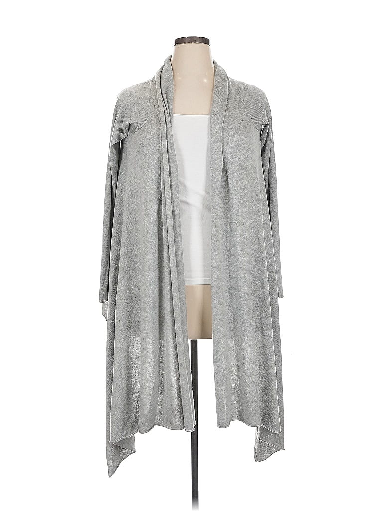 Pre-owned Donna Karan Silk Cardigan Sweater In Gray