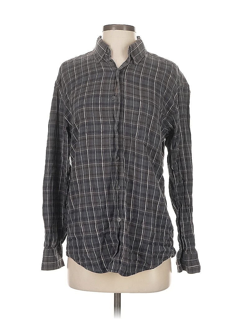 Pre-owned Assorted Brands Long Sleeve Button Down Shirt In Gray